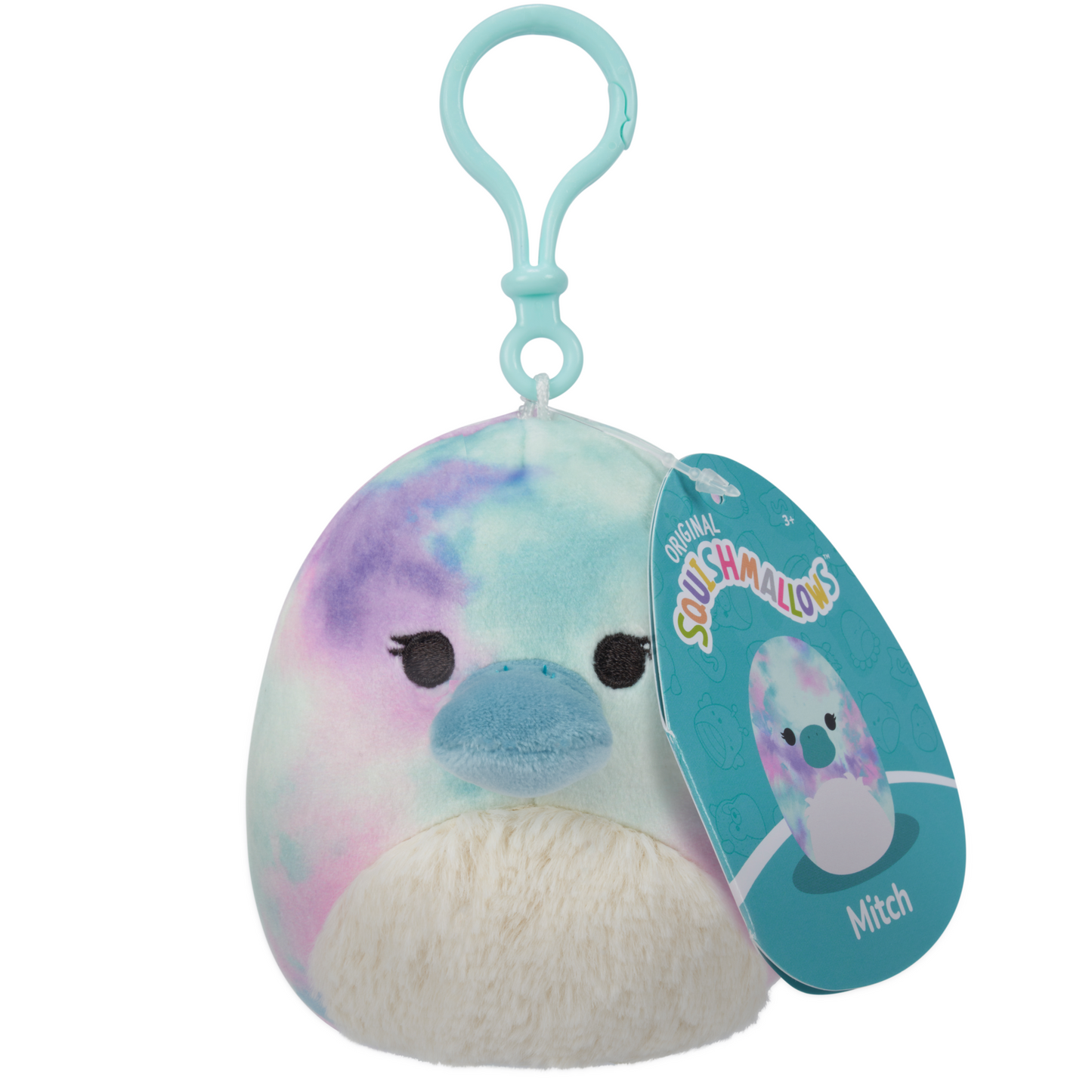 Squishmallow 3.5inch clip-on Mitch Watercolor Tie Dye Platypus