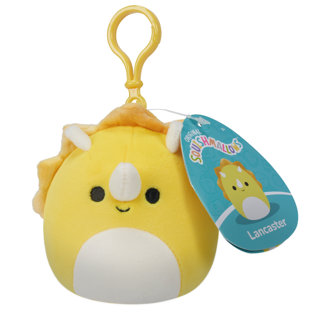 Squishmallow 3.5inch Clip-on Lancaster the Yellow Triceratops