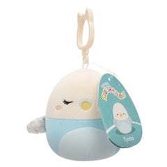 Squishmallow 3.5inch Clip-on Tycho the Blue and White Parakeet