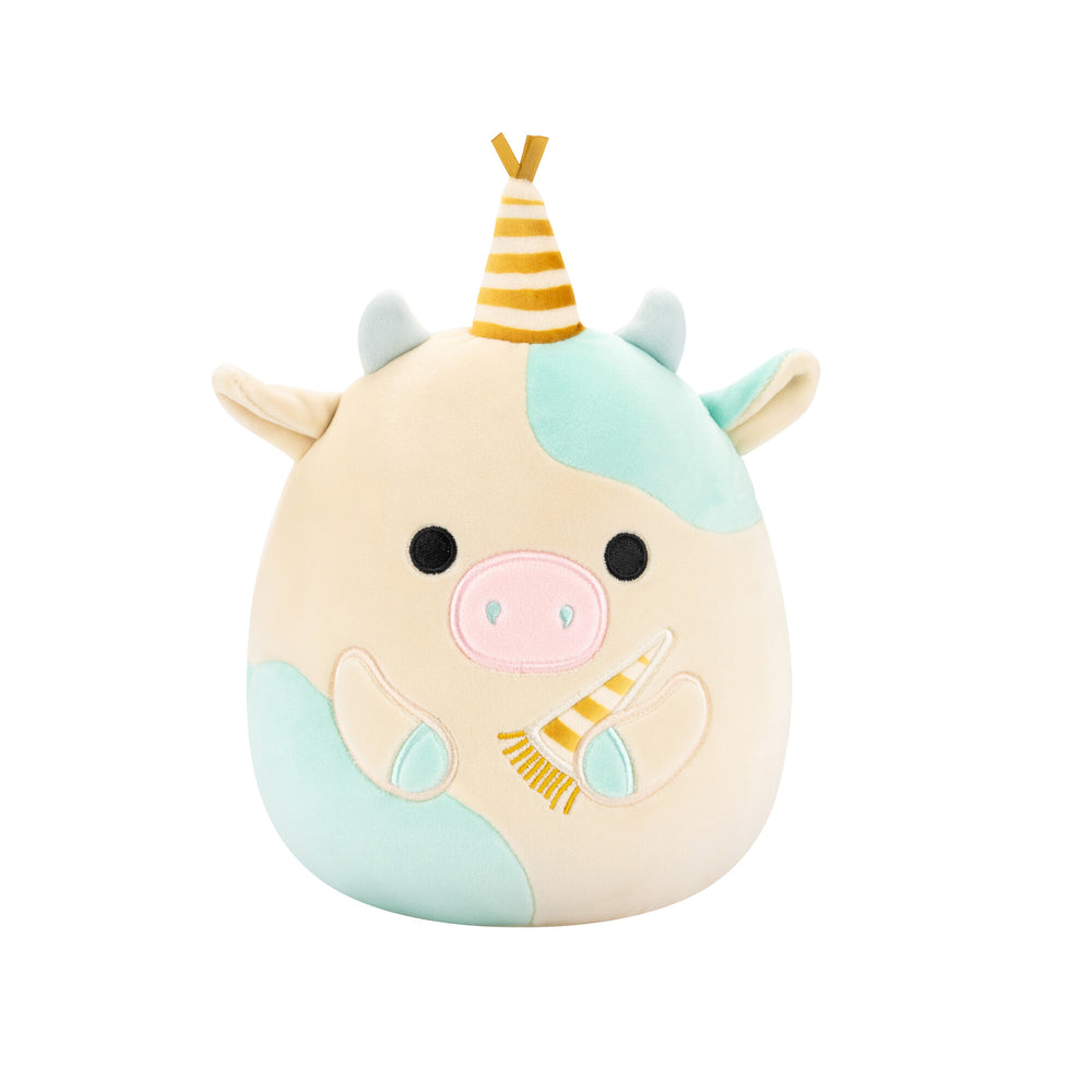 Squishmallows 7.5" - Celebration Belana the Spotted Cow with Party Hat 