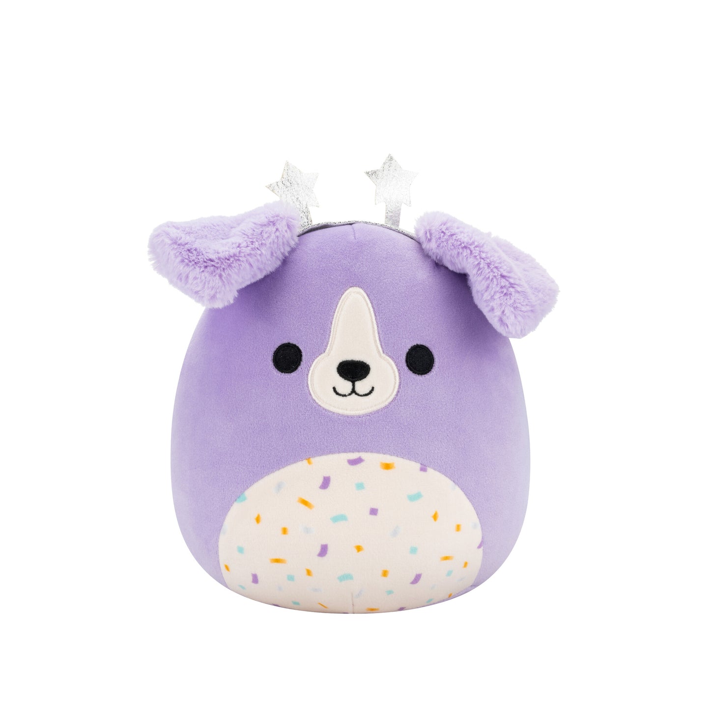 Squishmallows 7.5" - Deontay Purple Retriever with Confetti  Belly and Star Headband
