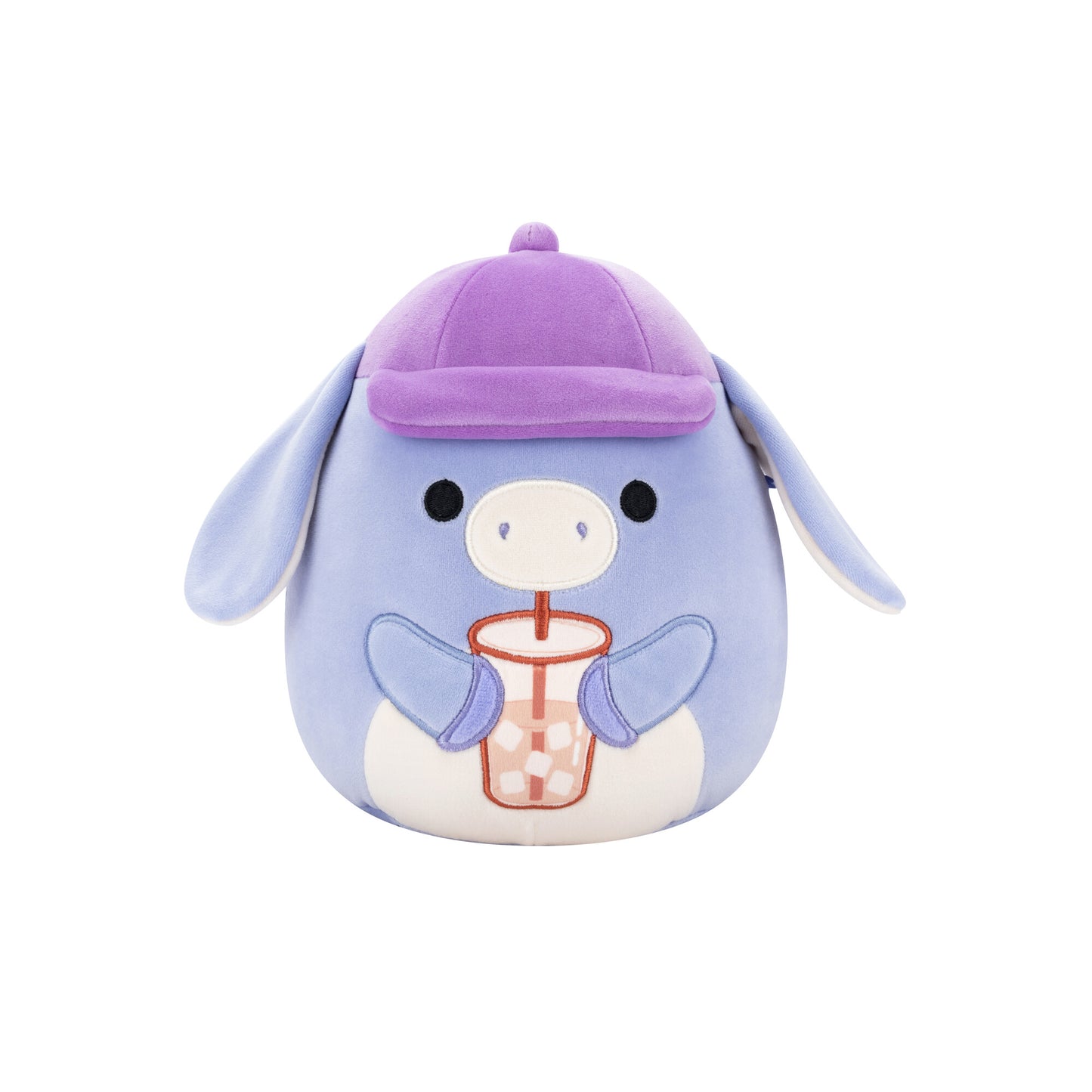 Squishmallows 7.5" - Milanda Periwinkle Donkey with Hat Holding an Iced Coffee