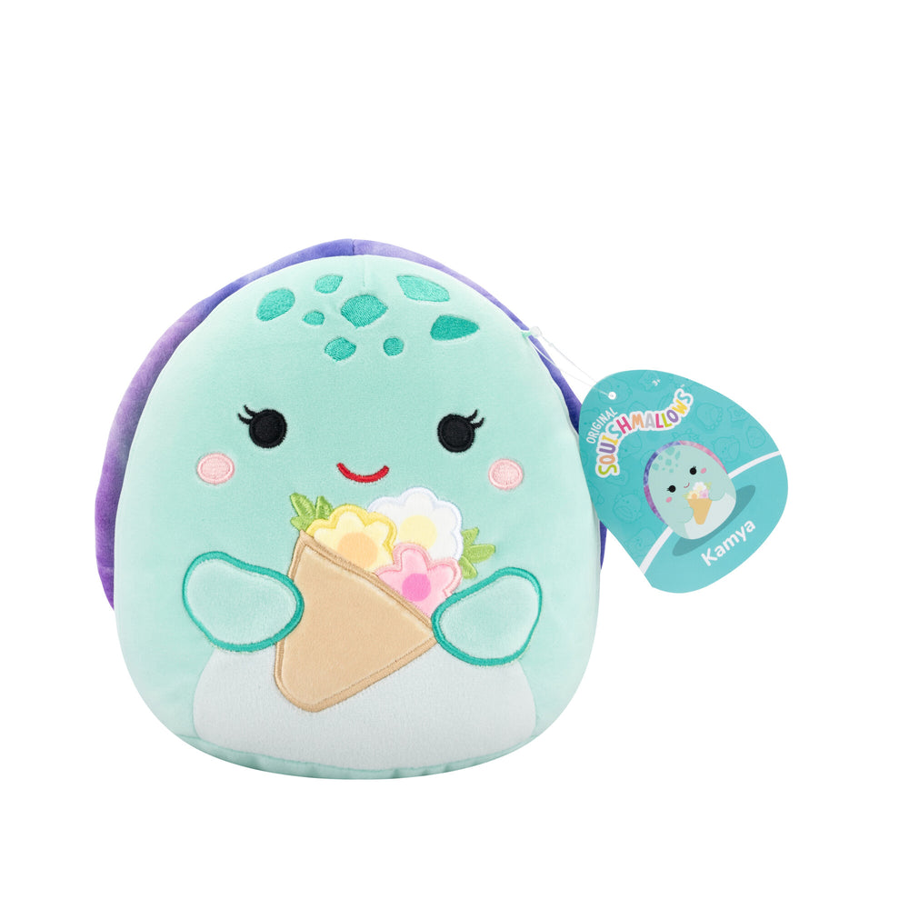 Squishmallows 7.5" - Kamya the leatherback turtle with a bouquet