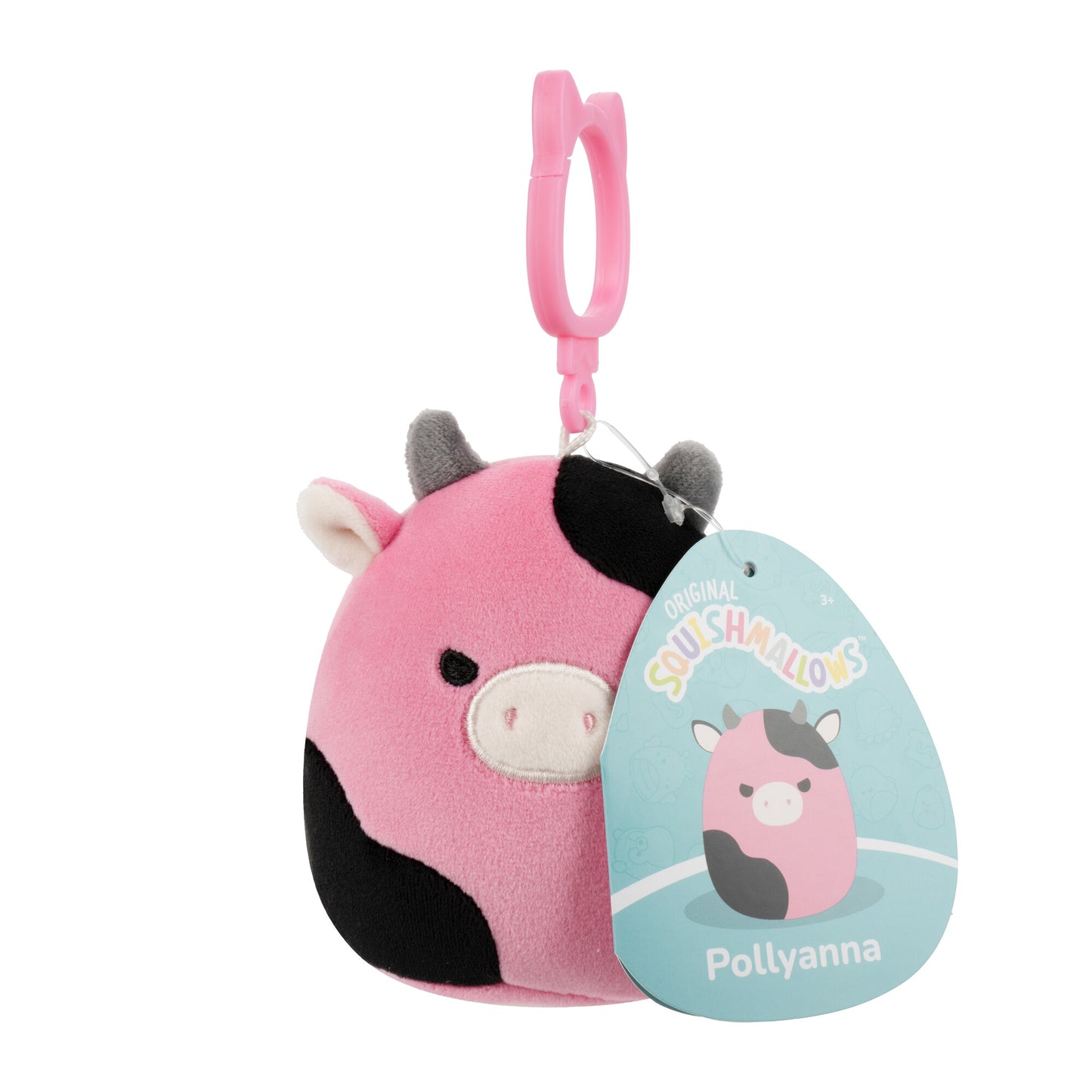 Squishmallow 3.5" Clip-on Little Plush  - Pollyanna Pink Cow