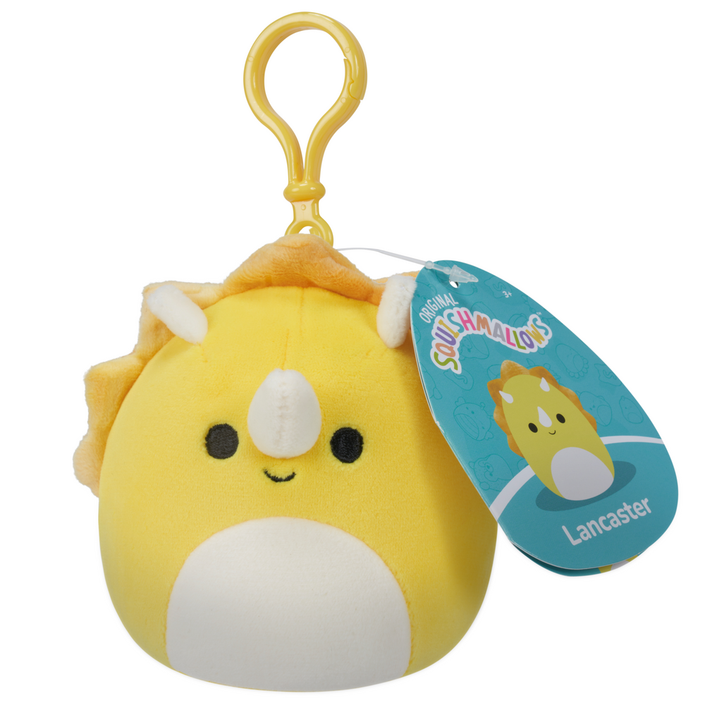 Squishmallows 3.5inch Clip-on Lancaster the Yellow Triceratops