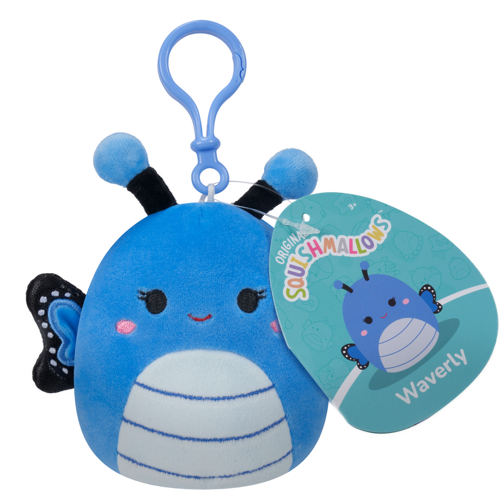 Squishmallows 3.5inch Clip-on Waverly the Blue Butterfly