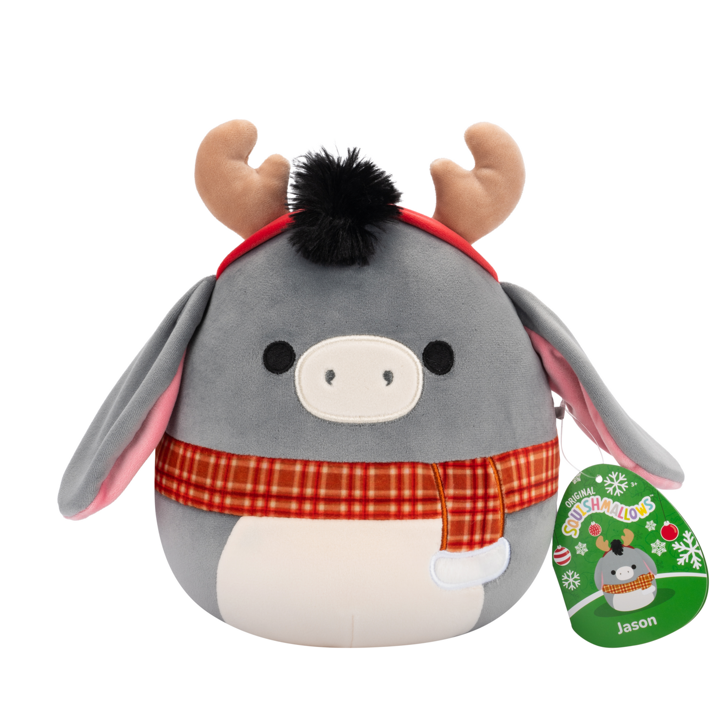 Squishmallow 7.5inch Christmas Jason the grey Donkey