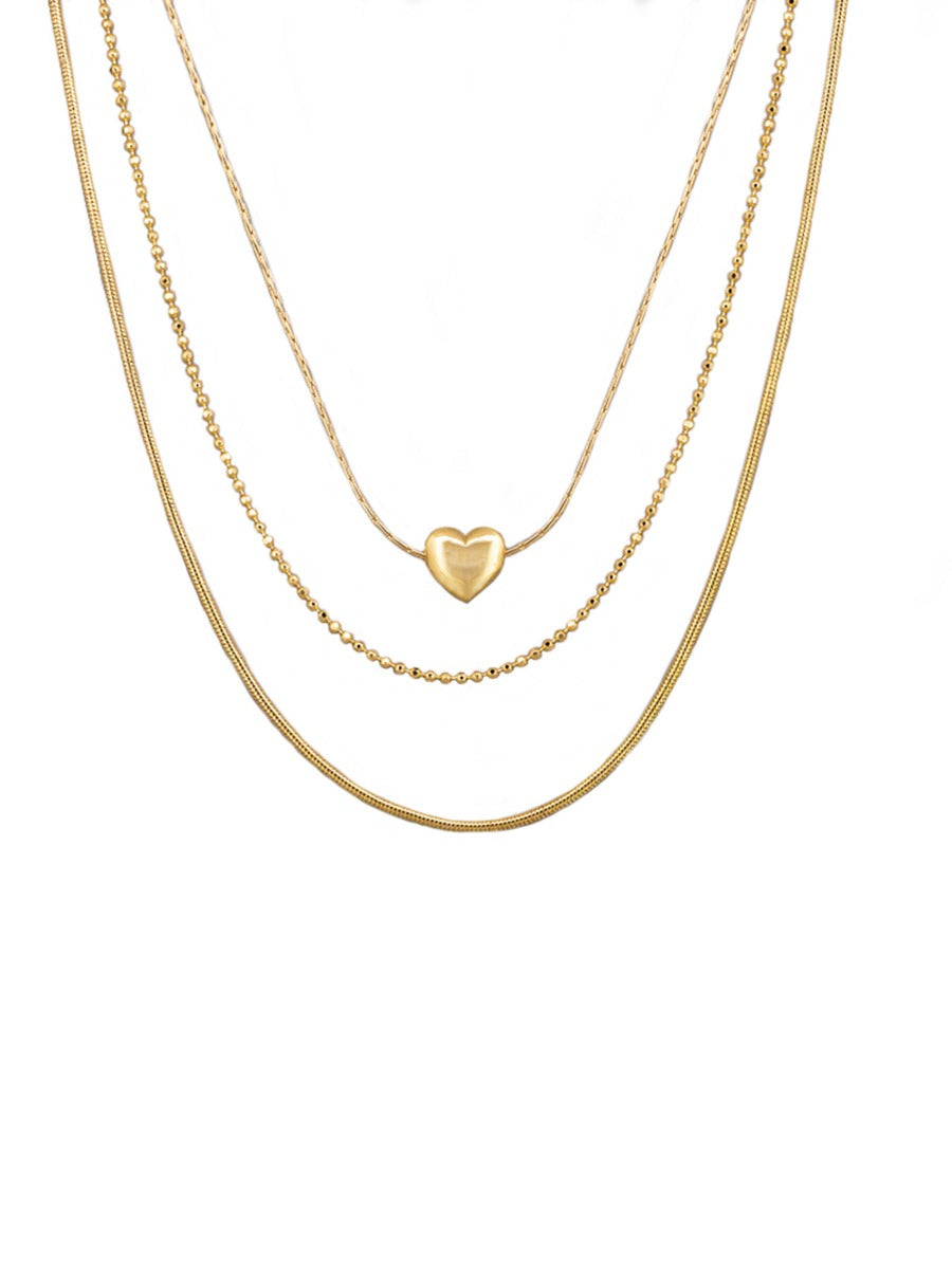 Necklace Gold Multi Chain Heart