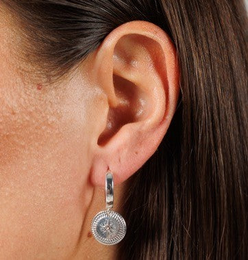 Holiday Compass Earrings Silver