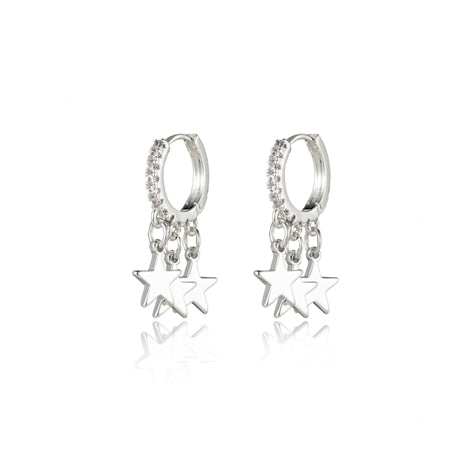 Amor Earrings Silver Hoops with stars