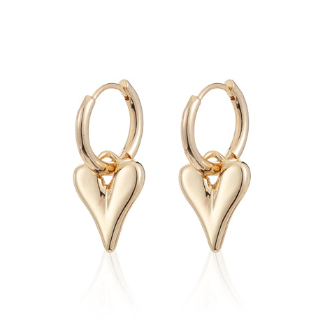 Amore Earrings Gold Hoop with Heart