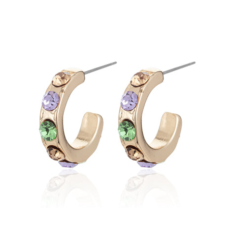 Amor Earrings Gold Hoops with coloured stones