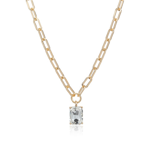 Amor Necklace Gold with Rectangular Crystal