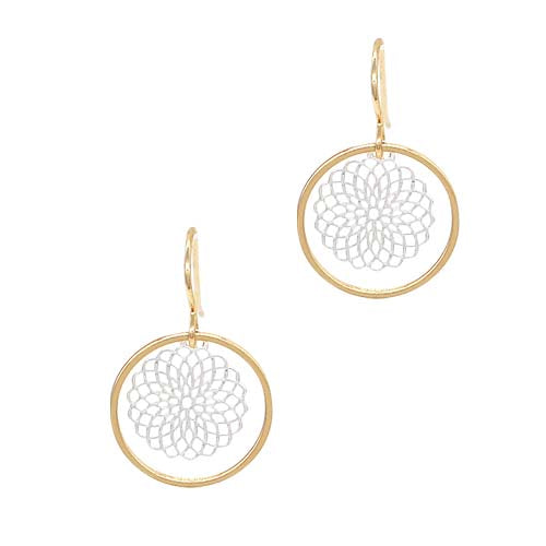 Earring Filigree 2pce Circle and Disc gold and silver