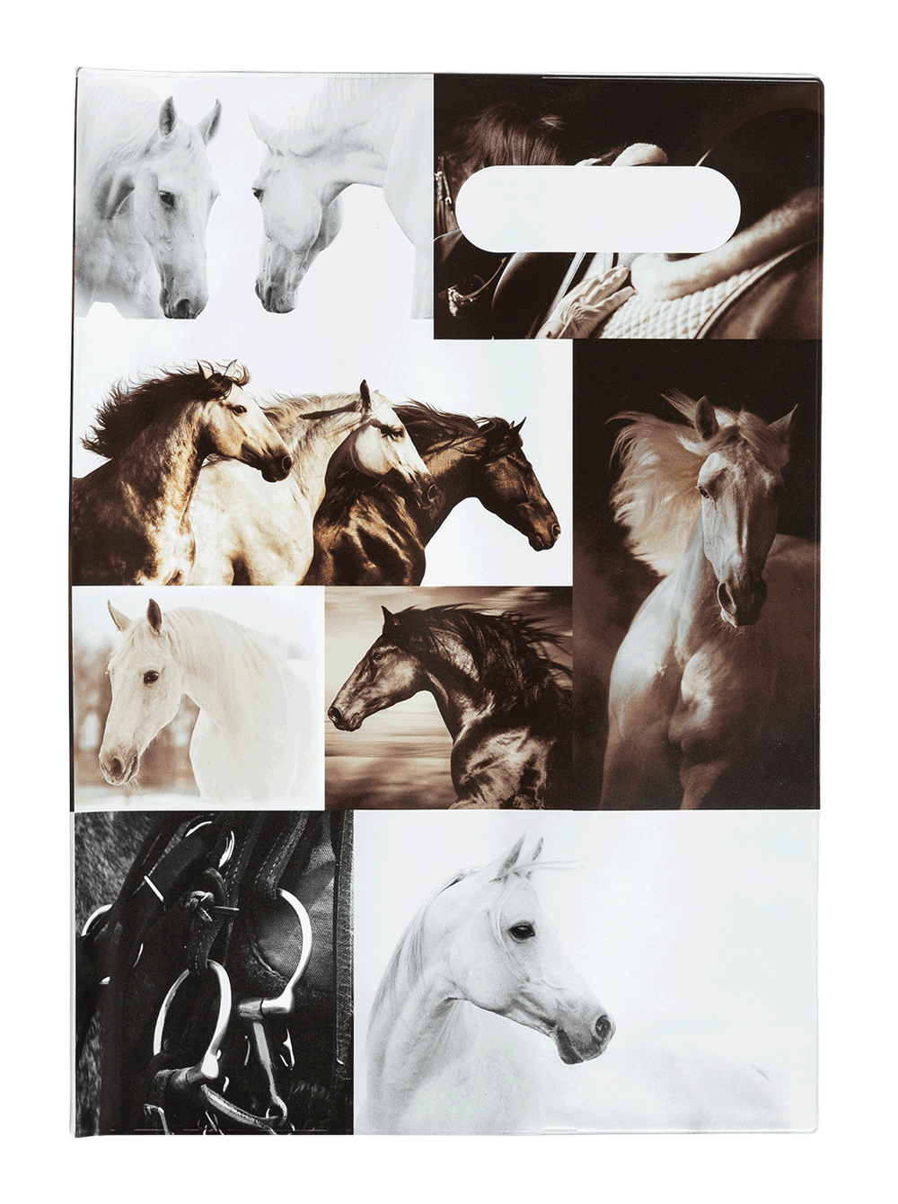 Book Cover A4 Black & White Horses 4