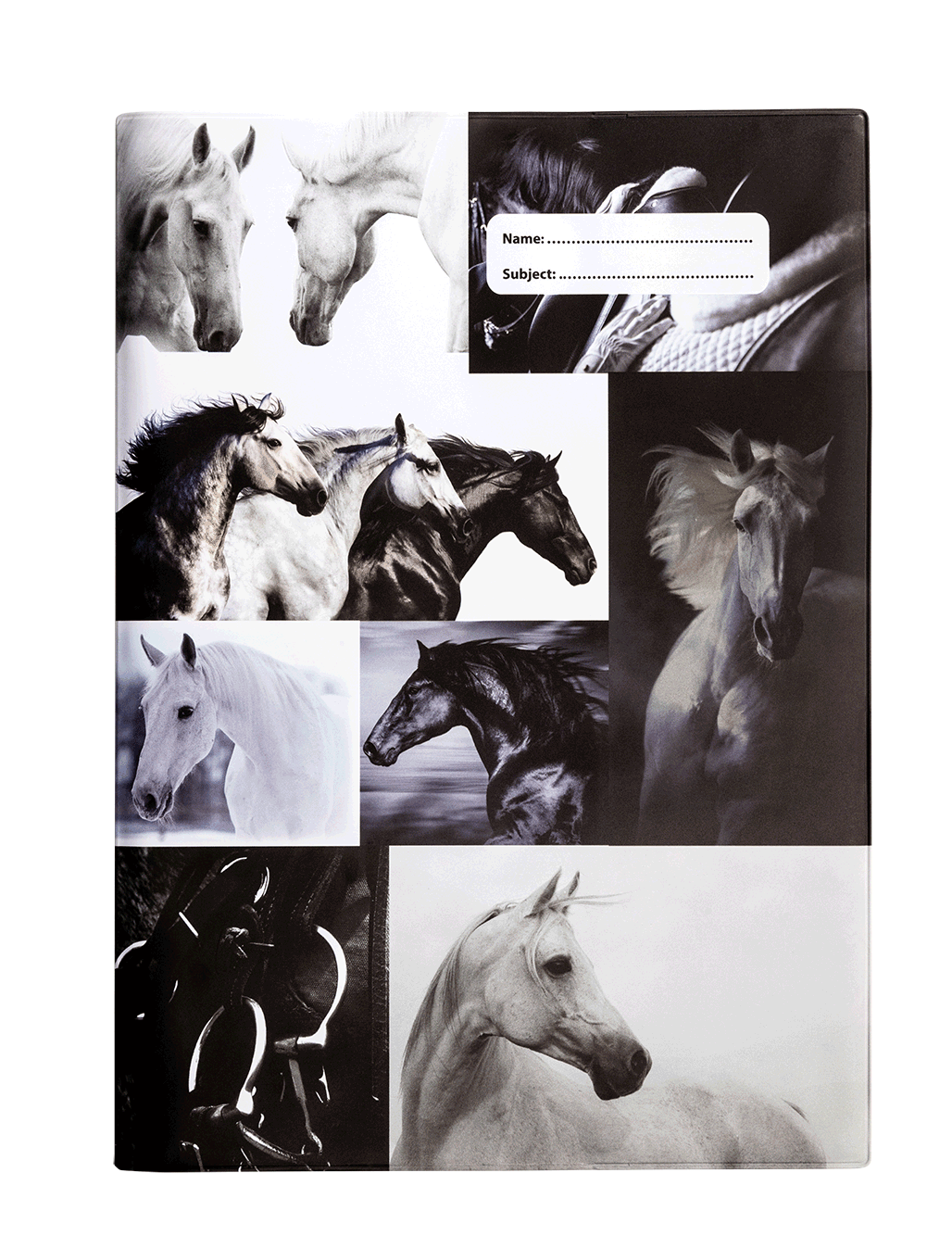 Book Cover A4 Black & White Horses 4