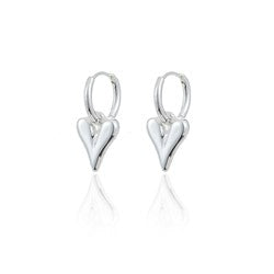 Earrings Amor Silver Heart on a hoop