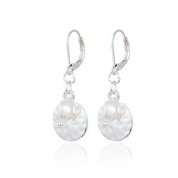 Earrings Lotus Silver with small pearl
