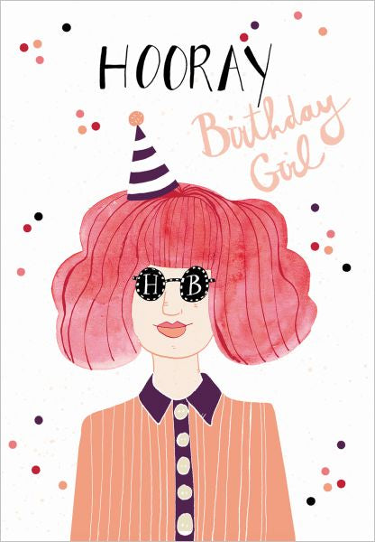 Card Hooray Birthday Red Girl