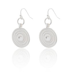 Earring Round Flat with a Pattern Silver