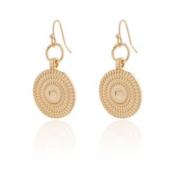 Earring Round Flat with Pattern in Gold