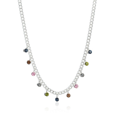 Necklace Silver plated with Coloured Stones