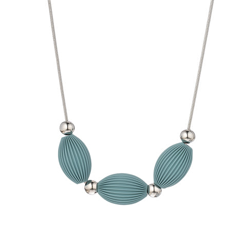 Necklace Long with Teal Blue large Beads