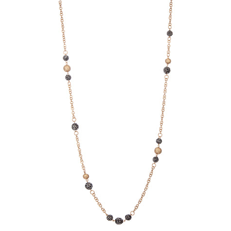Necklace Long Gold with Black Beads