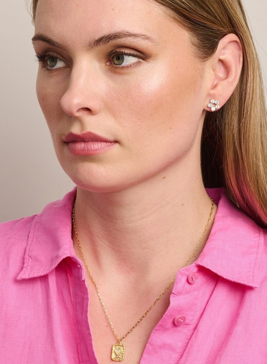 Necklace Gold Crystal Square Heart Pendant 