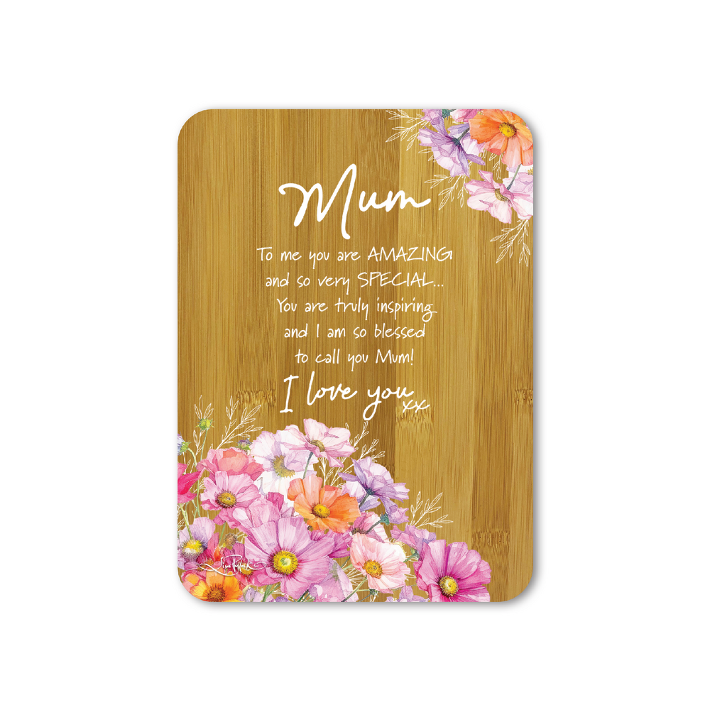 Bamboo Affirmation Plaque "MUM" - Wistful Wildflowers 13X18cm