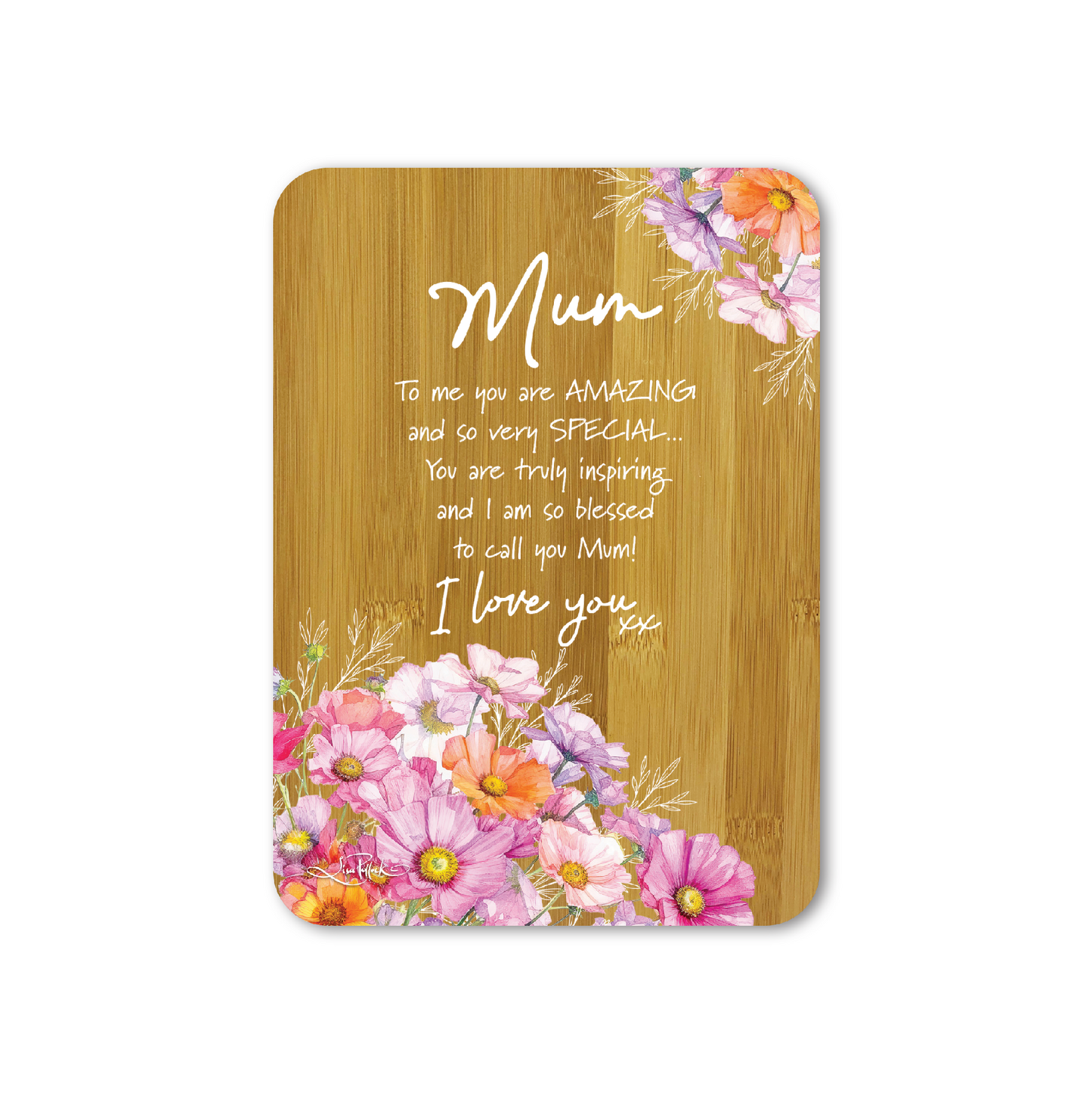 Bamboo Affirmation Plaque "MUM" - Wistful Wildflowers 13X18cm