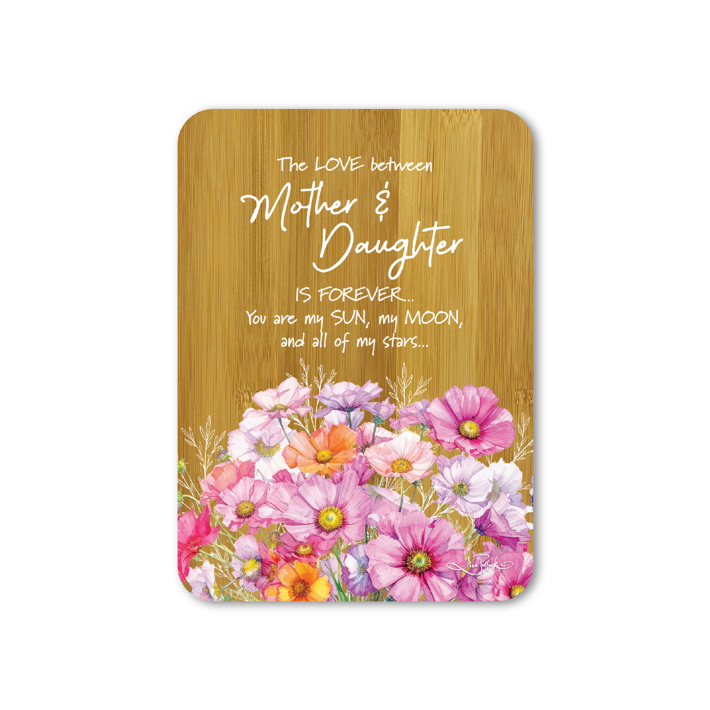 Bamboo Affirmation Plaque "MOTHER & DAUGHTER" - Wistful Wildflowers 13X18cm