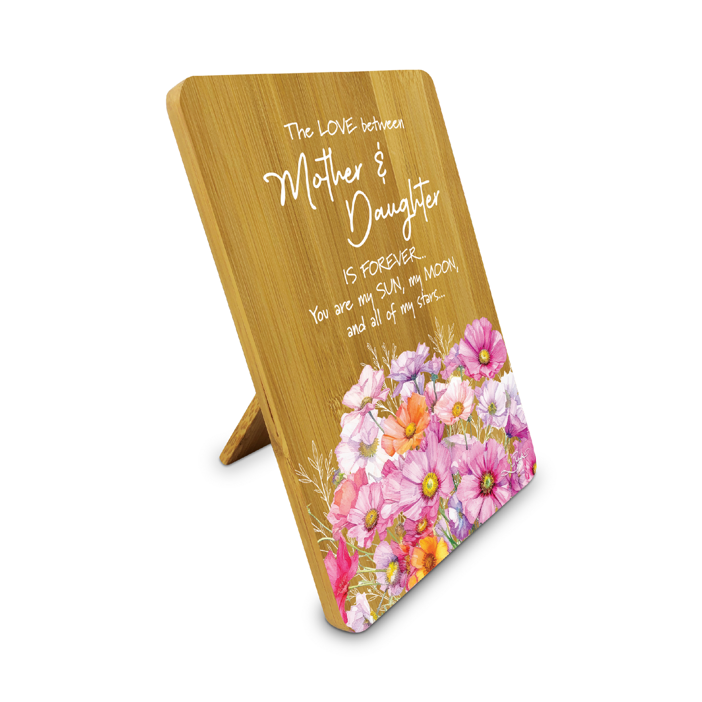 Bamboo Affirmation Plaque "MOTHER & DAUGHTER" - Wistful Wildflowers 13X18cm