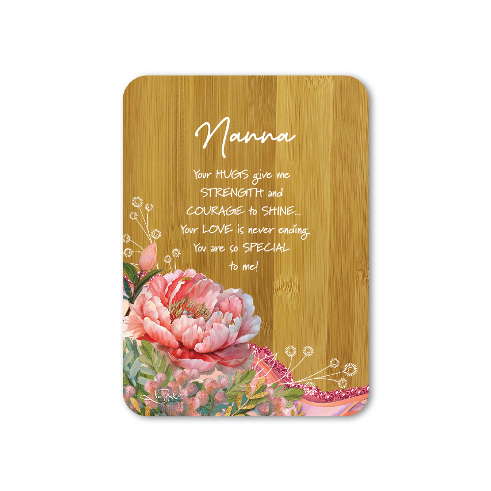 Bamboo Affirmation Plaque "NANNA" - Coral Peony 13x18cm
