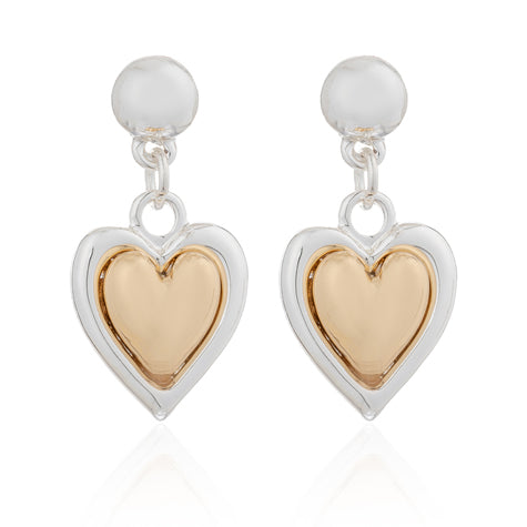 Earring Silver & Gold Plated large heart