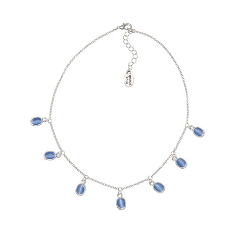 Necklace Silver plated with oval blue stones