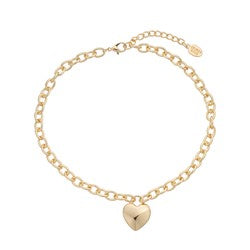 Necklace Gold Plated heart on short Chunky Chain