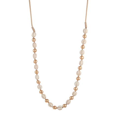 Necklace Gold & Cream baubles on Cord