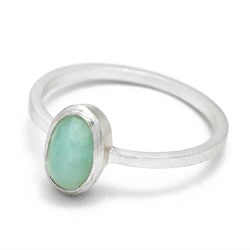 Ring Silver plated with Amazonite in oval shape size 7