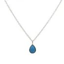 Necklace Sterling Silver Teardrop Resin Opal in Blue 6mm