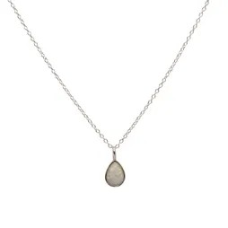 Necklace Sterling Silver Teardrop Resin Opal in White 6mm