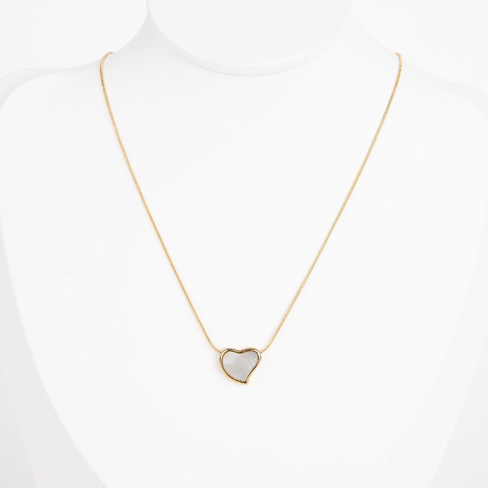 Necklace Cream Pearl heart gold plated 