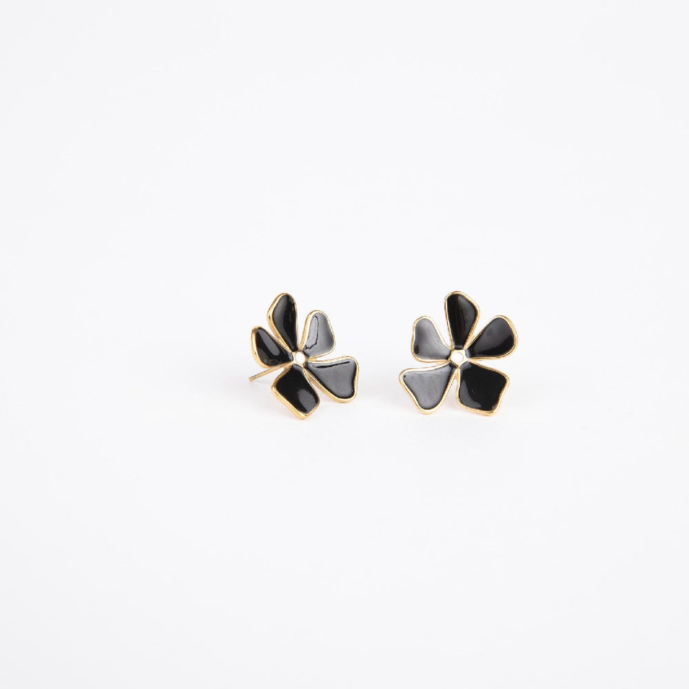 Earrings Chantelle by Holiday Trading Black Flowers with yellow centre