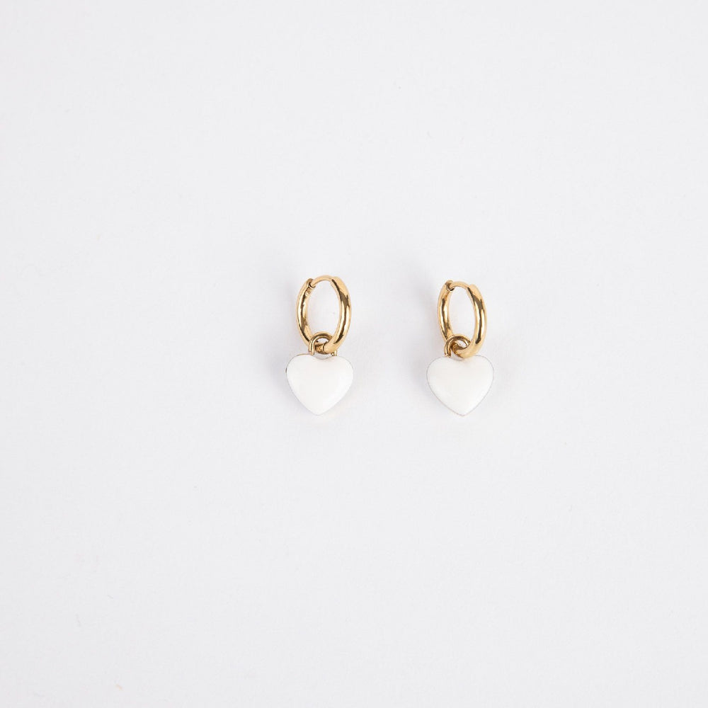 Earrings Sydney by Holiday Trading White and Gold Plated Hearts