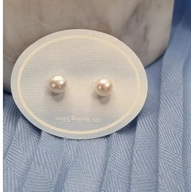 Earring Sterling Silver Pearl Stud 7mm