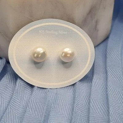 Earring Pearl Sterling Silver 9mm
