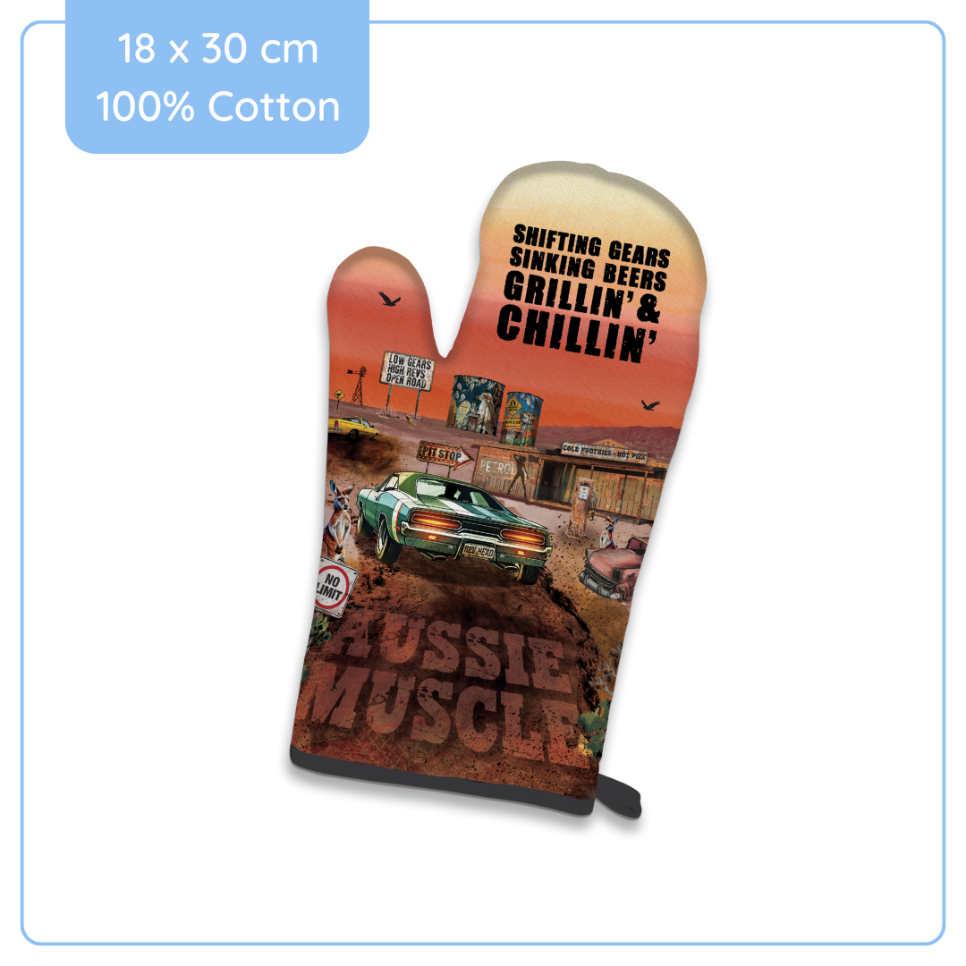 BBQ Mitt 100% Cotton Aussie Muscle 18x30cm