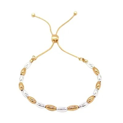 Bracelet Metal Oval Bead in Gold and Silver