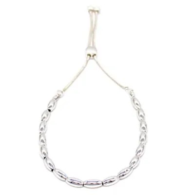 Bracelet Metal Oval Beads Silver