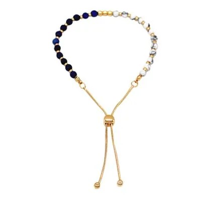 Bracelet Two Tone in Gold Lapis and Howlite